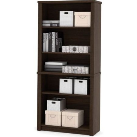BESTAR Bestar® Modular Bookcase 30-13/16"W x 12-7/8"D x 66-13/16"H 5 Shelf Dark Chocolate 60700-3179